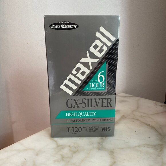 Vintage 90s Sealed VHS Tape Maxell Gx-Silver 6 Hour - Picture 1 of 3